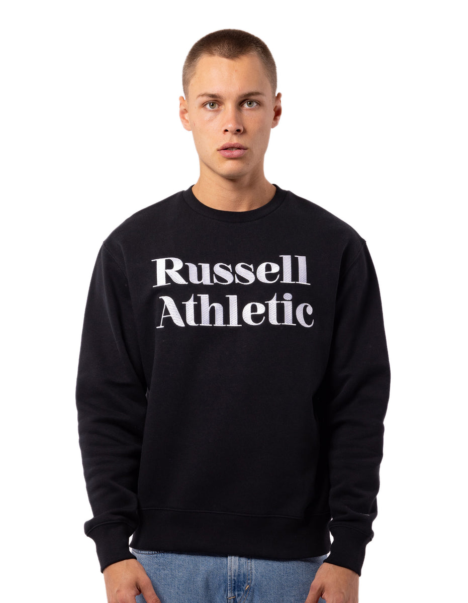 Pánské Svetr S Výstřihem Do Posádky Russell Athletic Serif Černé | ZDU-028143