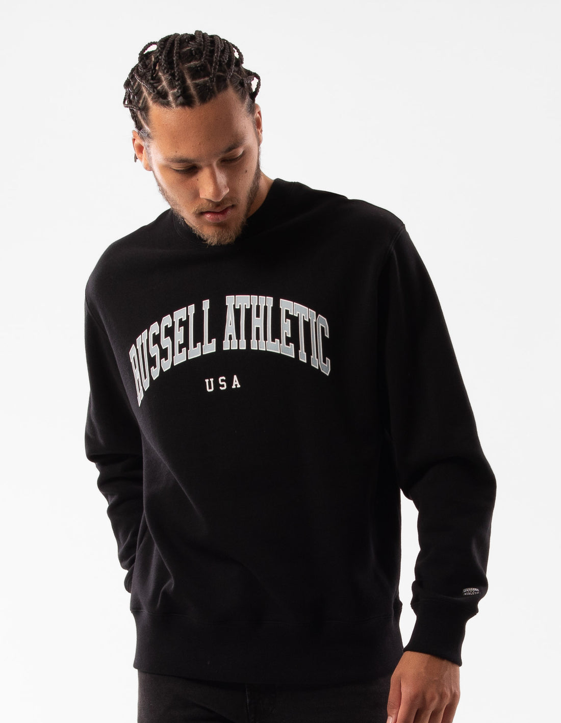 Pánské Svetr S Výstřihem Do Posádky Russell Athletic Pasadena Černé | LCE-346901