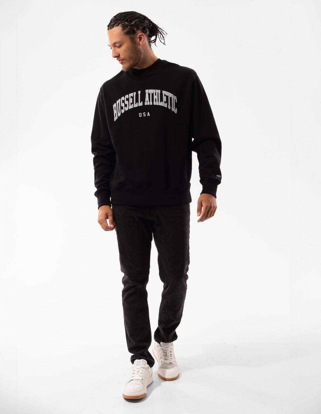 Pánské Svetr S Výstřihem Do Posádky Russell Athletic Pasadena Černé | LCE-346901