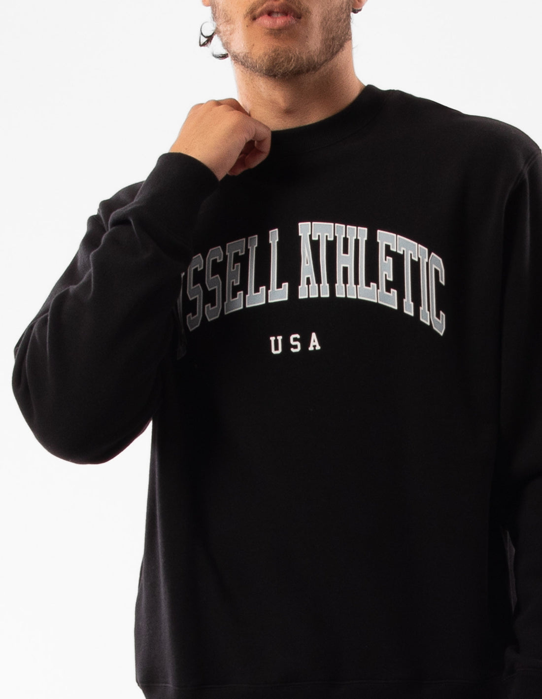 Pánské Svetr S Výstřihem Do Posádky Russell Athletic Pasadena Černé | LCE-346901