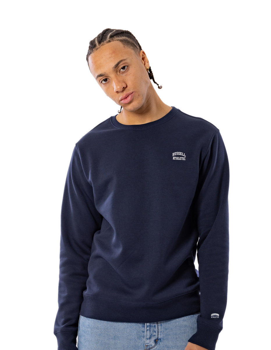 Pánské Svetr S Výstřihem Do Posádky Russell Athletic Originals Small Arch Tmavě Blankyt | DEC-623574