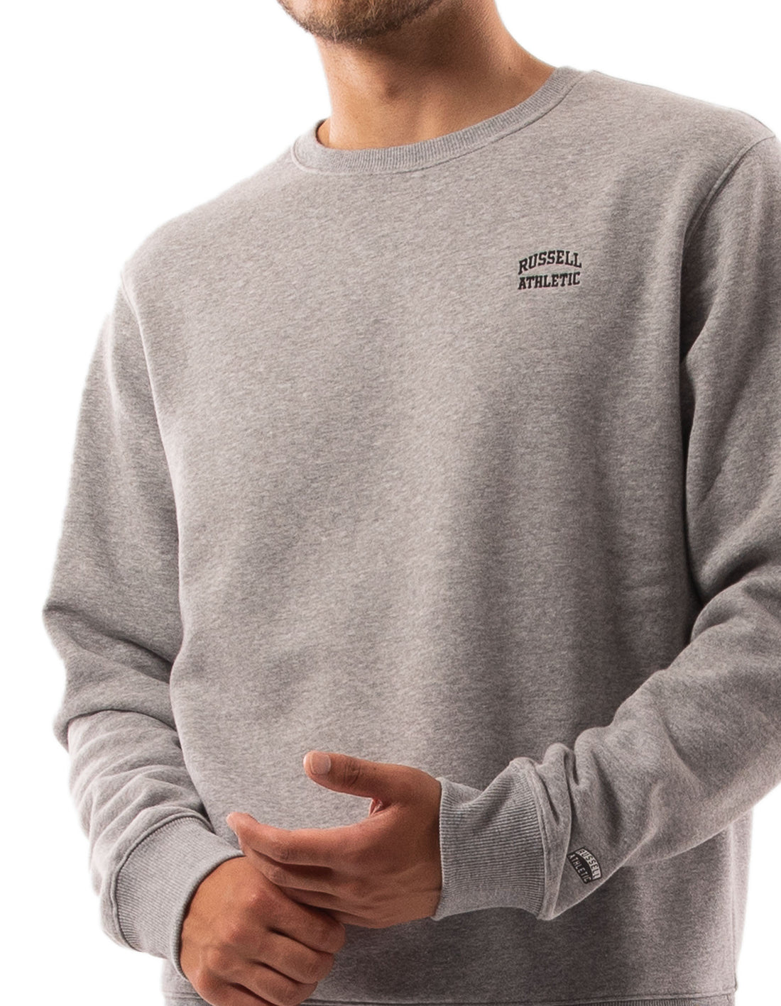 Pánské Svetr S Výstřihem Do Posádky Russell Athletic Originals Small Arch Šedé | PET-294368