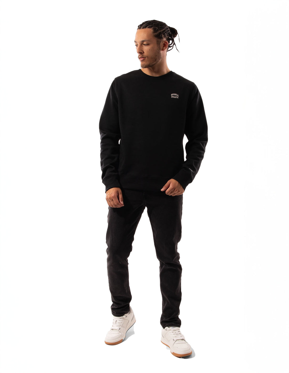 Pánské Svetr S Výstřihem Do Posádky Russell Athletic Originals Small Arch Černé | YIV-916542