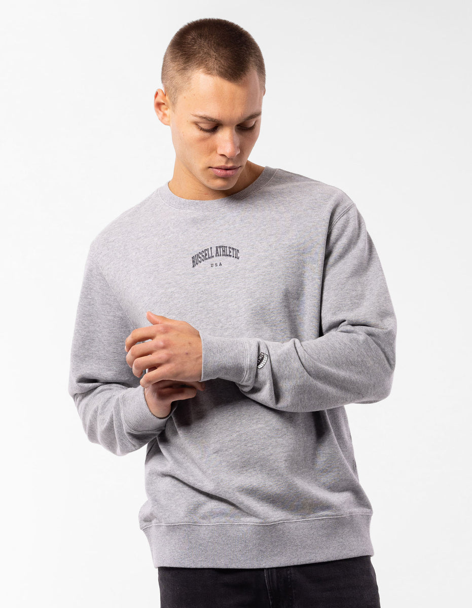 Pánské Svetr S Výstřihem Do Posádky Russell Athletic Originals Big Arch Unbrushed Šedé | FUG-132705