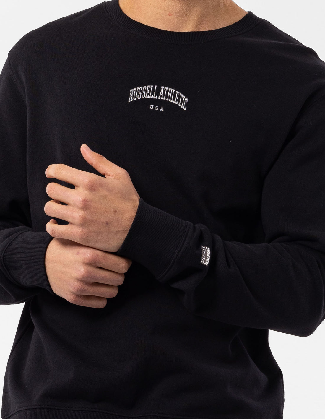 Pánské Svetr S Výstřihem Do Posádky Russell Athletic Originals Big Arch Unbrushed Černé | JVS-973621