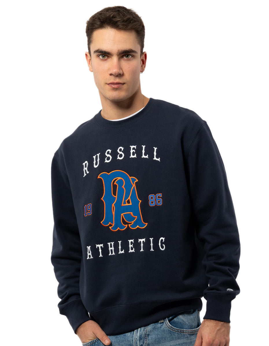 Pánské Svetr S Výstřihem Do Posádky Russell Athletic Midfielder Tmavě Blankyt | DTL-695184