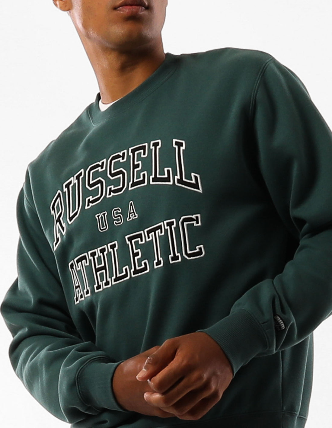 Pánské Svetr S Výstřihem Do Posádky Russell Athletic Melrose Zelene | QOH-902648