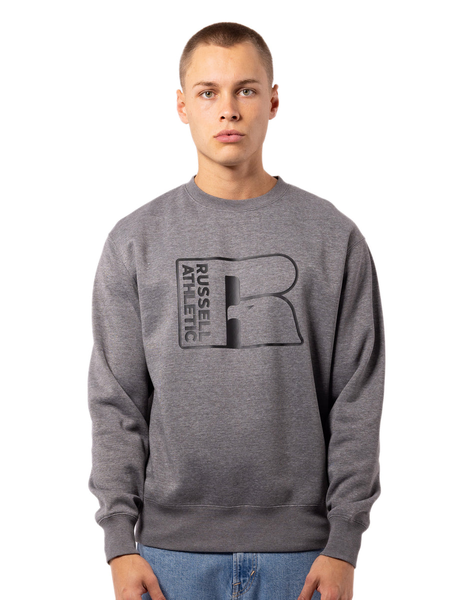 Pánské Svetr S Výstřihem Do Posádky Russell Athletic Corp Inlay Logo Šedé | EDB-803596