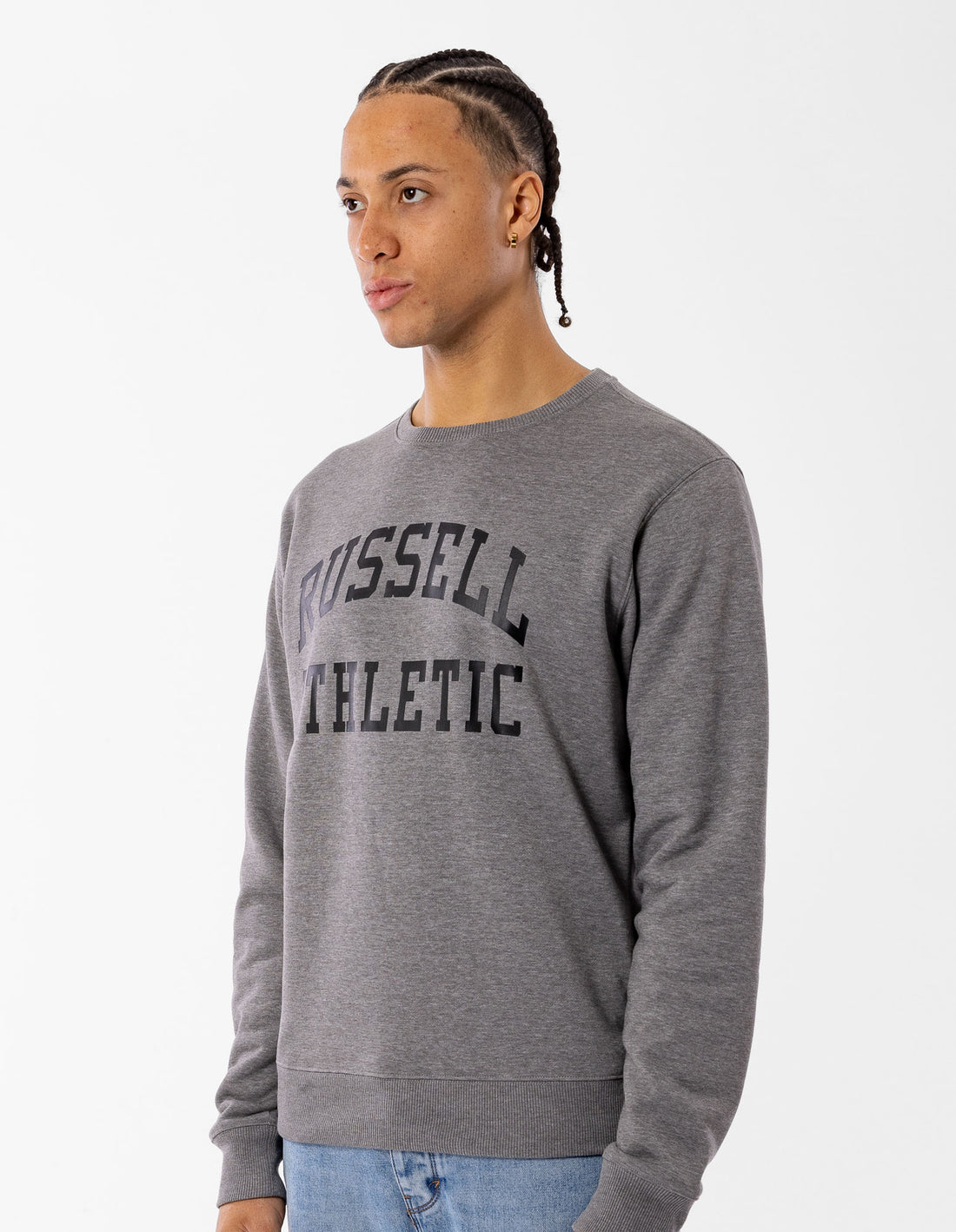 Pánské Svetr S Výstřihem Do Posádky Russell Athletic Core Arch Šedé | CNX-389014