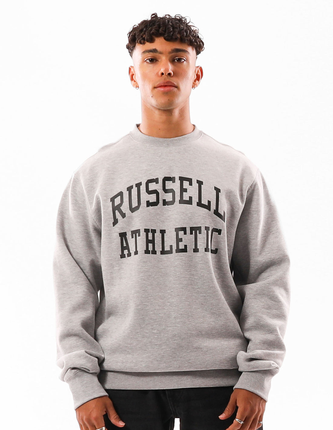 Pánské Svetr S Výstřihem Do Posádky Russell Athletic Core Arch Šedé | LTP-789150