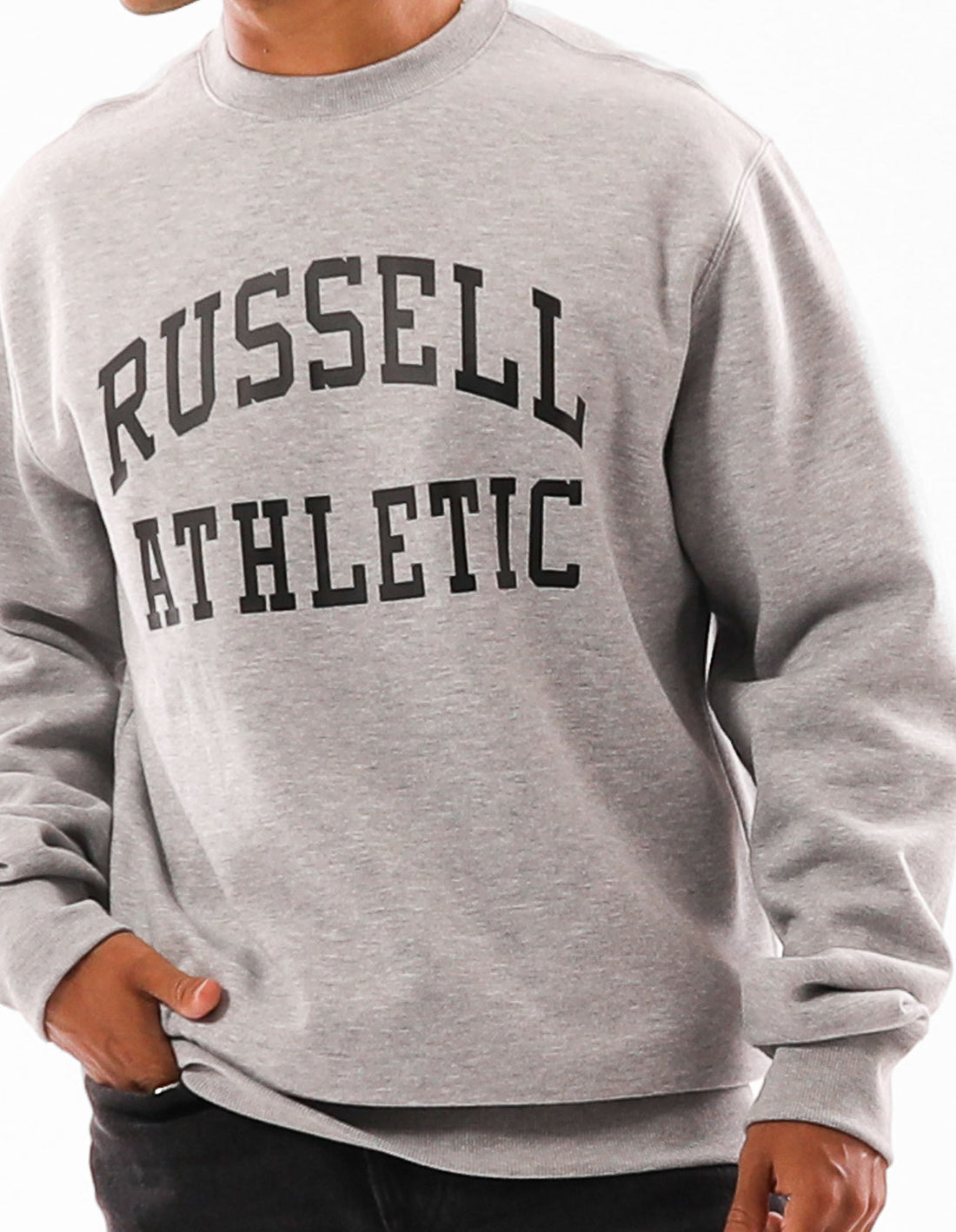 Pánské Svetr S Výstřihem Do Posádky Russell Athletic Core Arch Šedé | LTP-789150