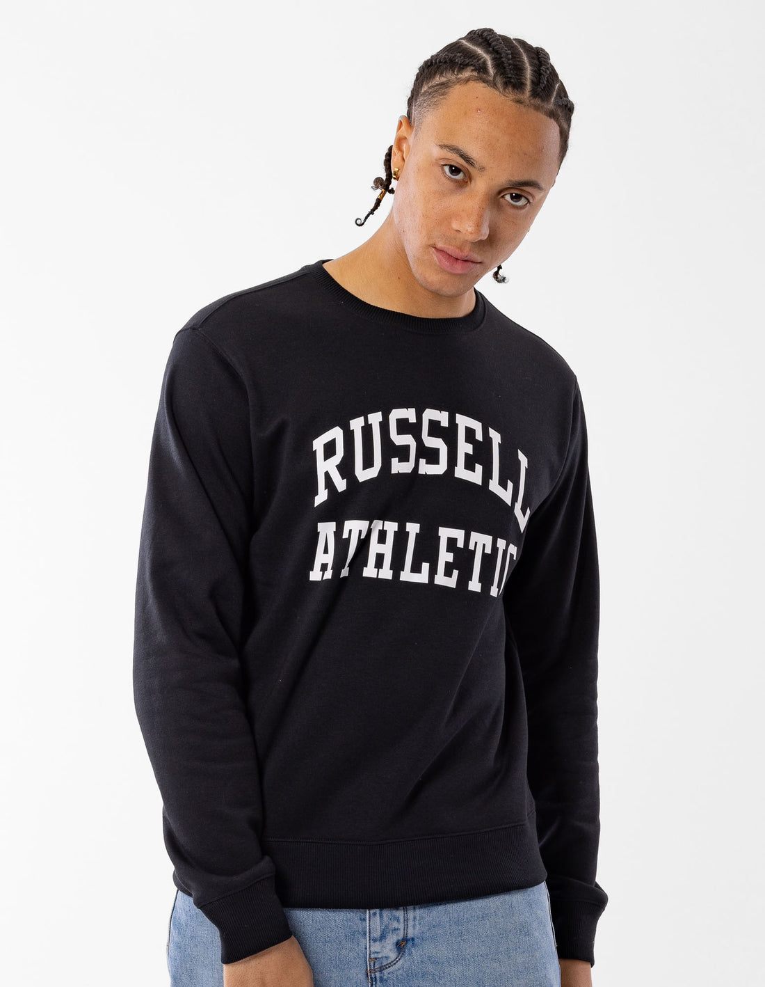 Pánské Svetr S Výstřihem Do Posádky Russell Athletic Core Arch Černé | MCD-430187