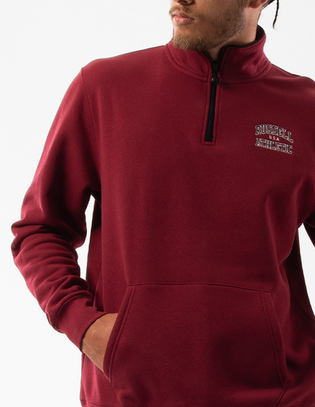 Pánské Top Russell Athletic Arch 1/4 Zip Vínové | PSJ-286731