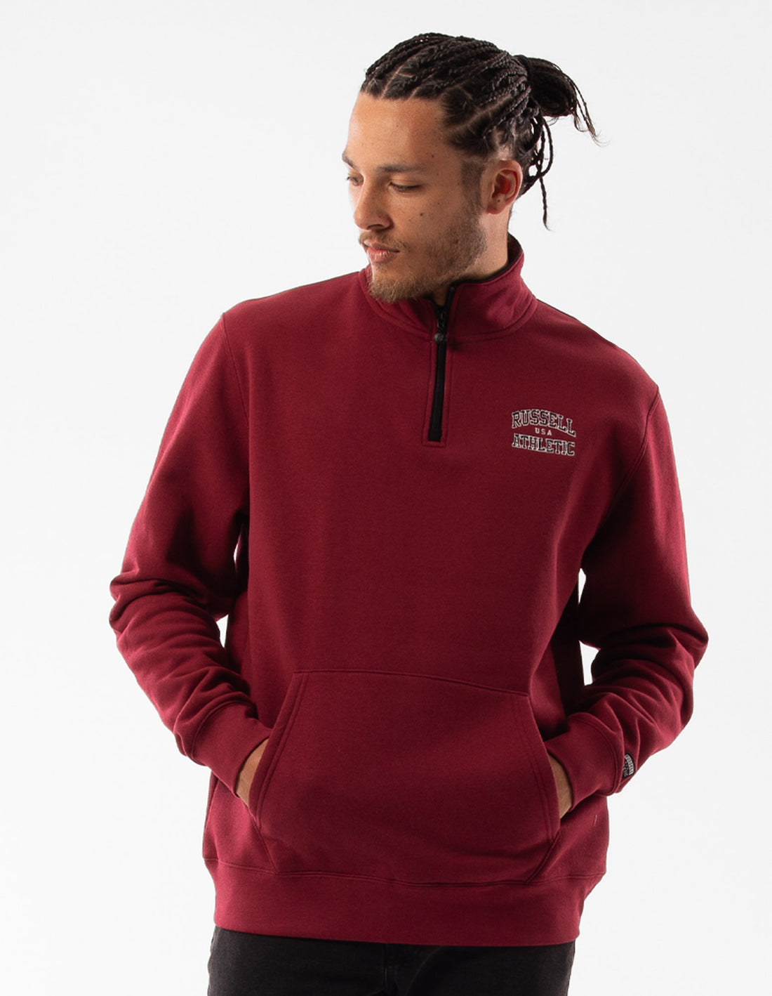 Pánské Top Russell Athletic Arch 1/4 Zip Vínové | PSJ-286731