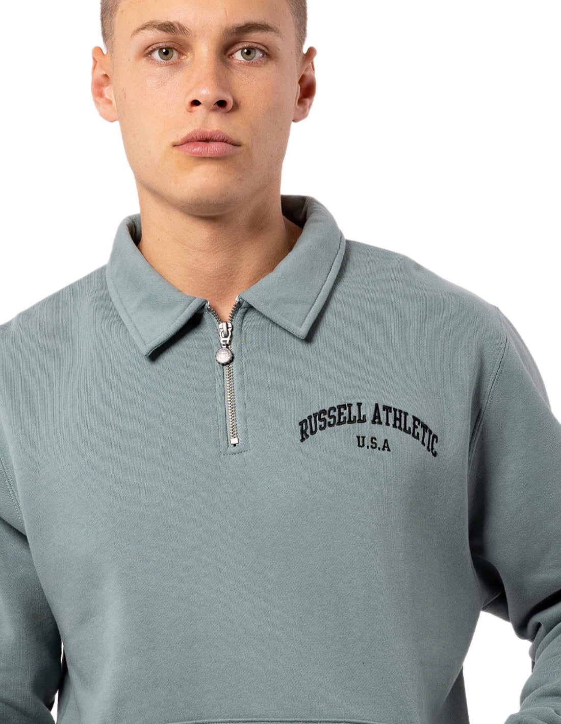 Pánské Top Russell Athletic Big Arch Collar 1/4 Zip Olivy Zelené | LGT-612507
