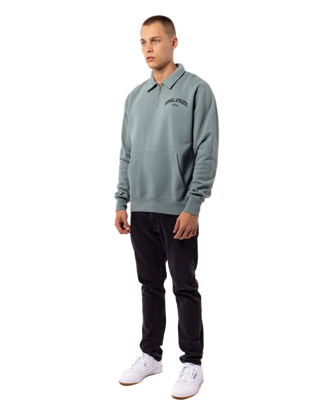 Pánské Top Russell Athletic Big Arch Collar 1/4 Zip Olivy Zelené | LGT-612507