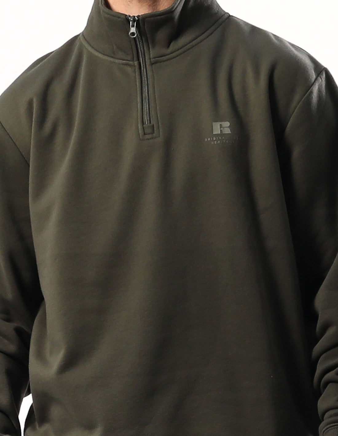 Pánské Top Russell Athletic Brooklyn Quarter Zip Olivy Zelené | GEM-487019