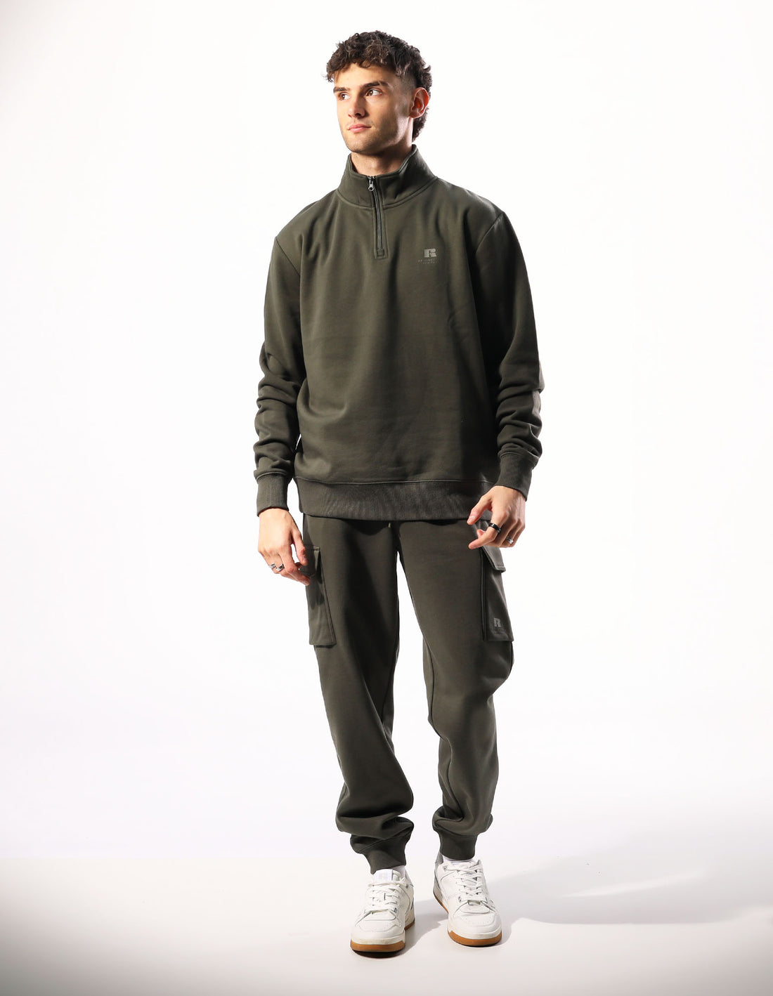 Pánské Top Russell Athletic Brooklyn Quarter Zip Olivy Zelené | GEM-487019