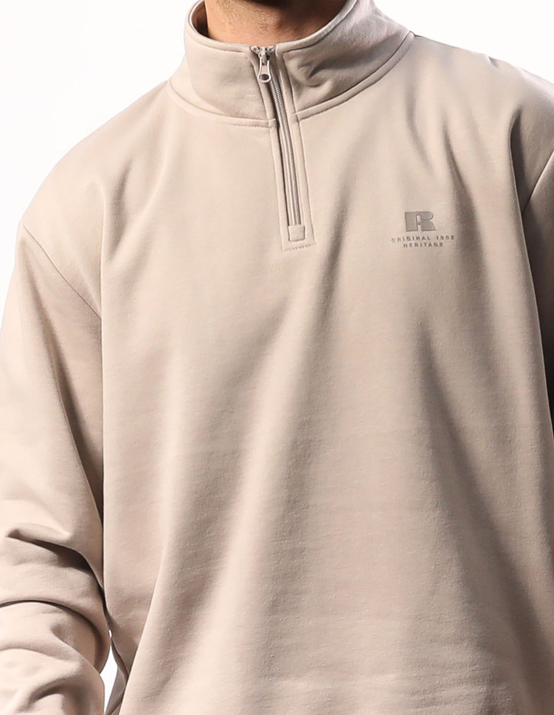 Pánské Top Russell Athletic Brooklyn Quarter Zip Béžový | BNJ-084975