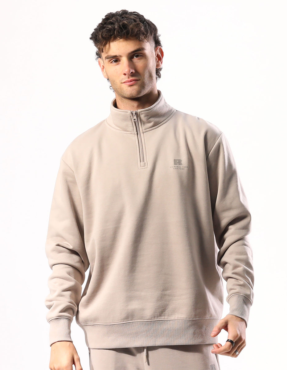 Pánské Top Russell Athletic Brooklyn Quarter Zip Béžový | BNJ-084975