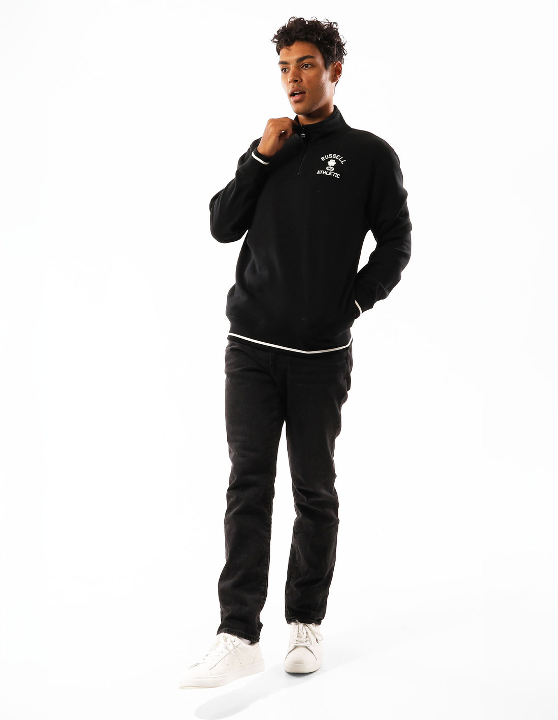 Pánské Top Russell Athletic Lexington 1/4 Zip Černé | GQK-385607