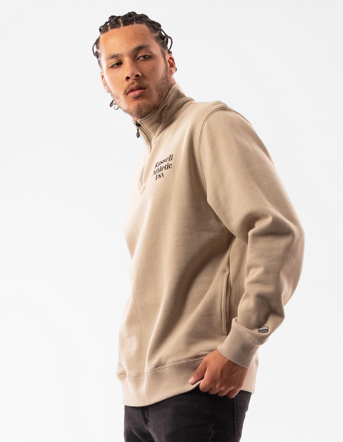 Pánské Top Russell Athletic Serif 1/4 Zip Hnědé | JNM-308965