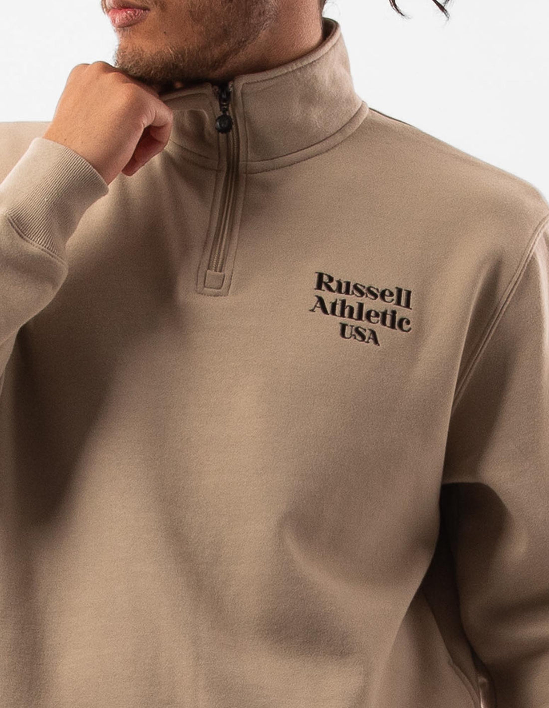 Pánské Top Russell Athletic Serif 1/4 Zip Hnědé | JNM-308965