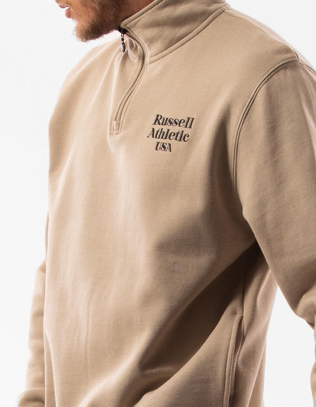 Pánské Top Russell Athletic Serif 1/4 Zip Hnědé | JNM-308965