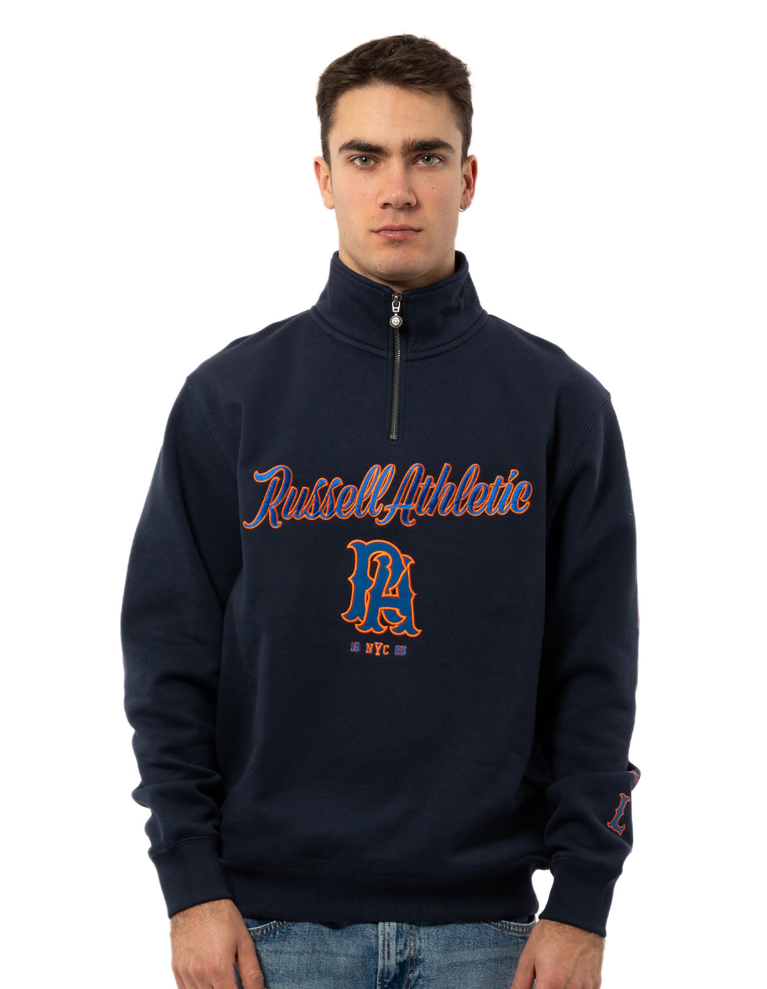 Pánské Top Russell Athletic Strike Out 1/4 Zip Tmavě Blankyt | SLV-601427