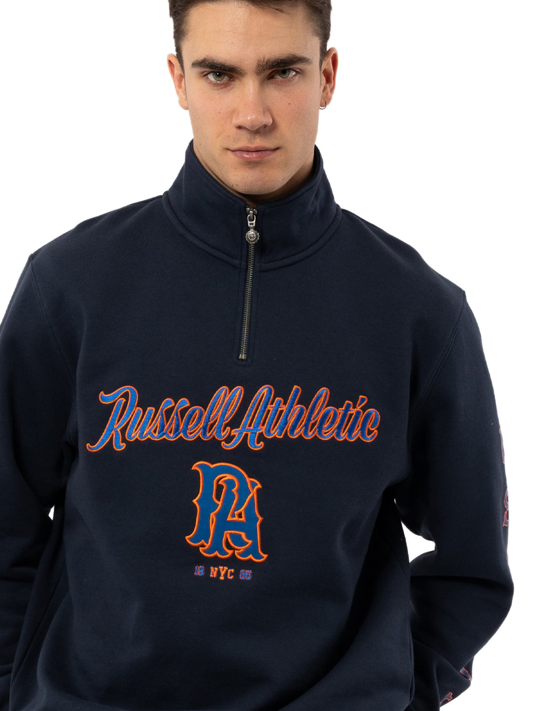 Pánské Top Russell Athletic Strike Out 1/4 Zip Tmavě Blankyt | SLV-601427