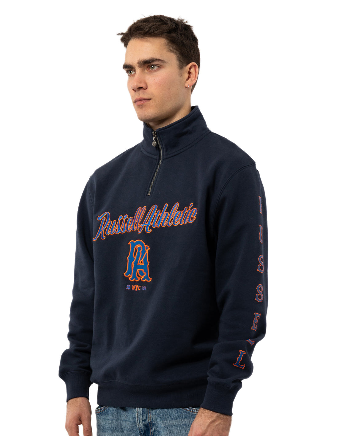 Pánské Top Russell Athletic Strike Out 1/4 Zip Tmavě Blankyt | SLV-601427