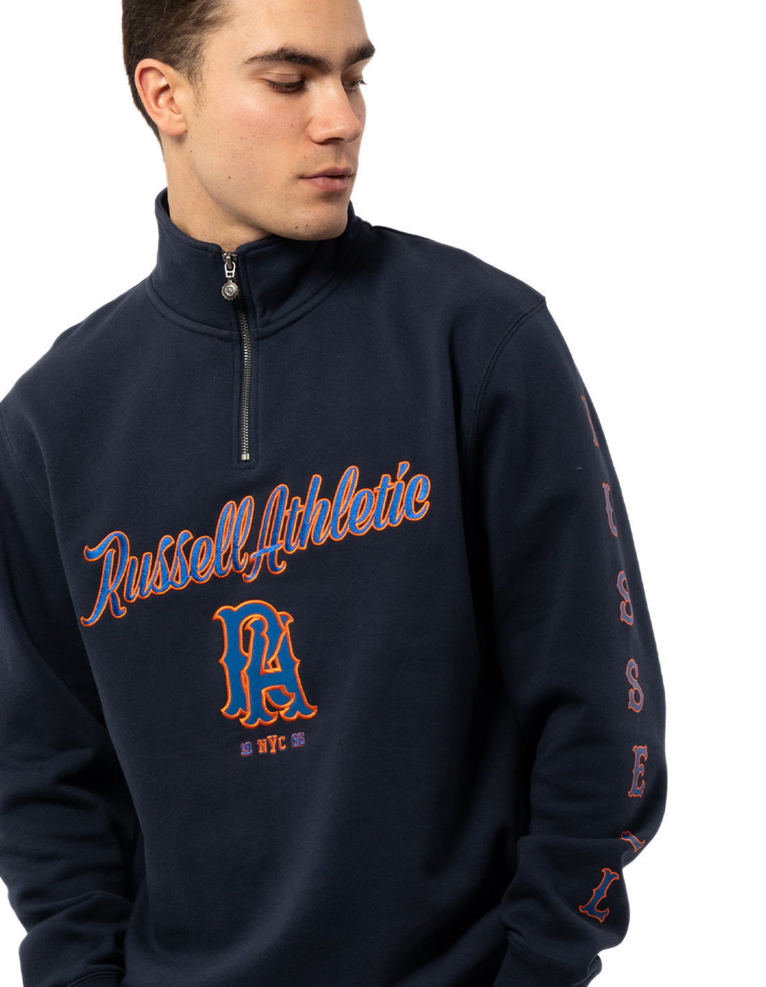 Pánské Top Russell Athletic Strike Out 1/4 Zip Tmavě Blankyt | SLV-601427