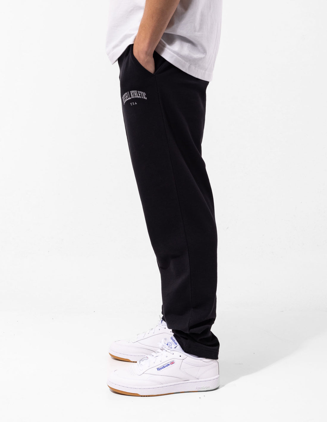 Pánské Track pants Russell Athletic Originals Big Arch Unbrushed Open Leg Černé | YTN-128763