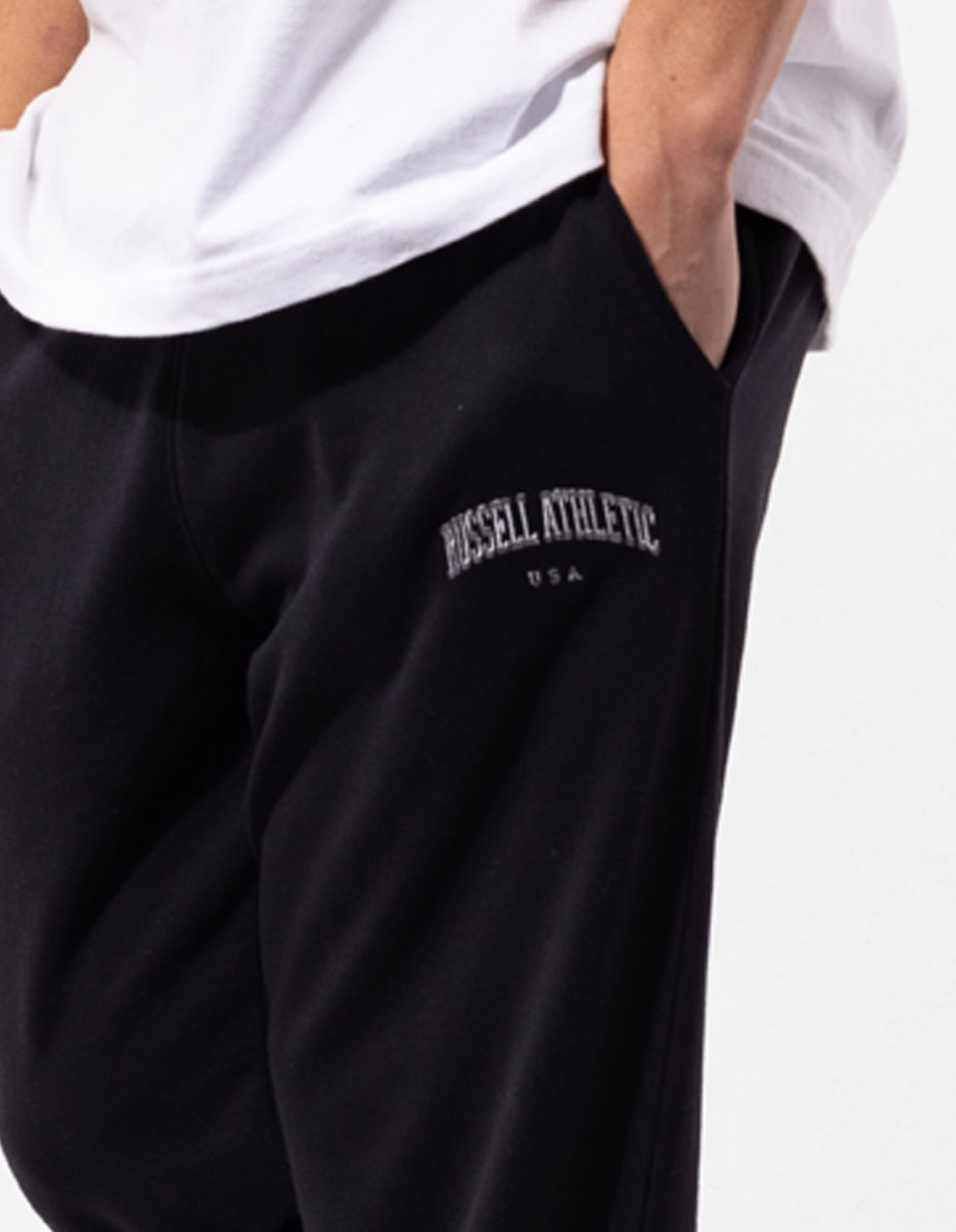 Pánské Track pants Russell Athletic Originals Big Arch Unbrushed Open Leg Černé | YTN-128763