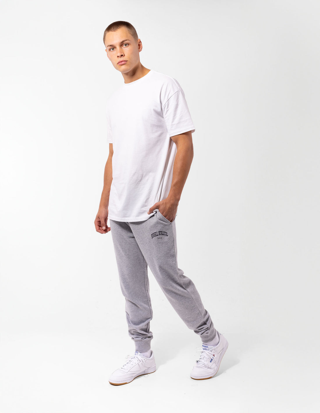 Pánské Track pants Russell Athletic Originals Big Arch Unbrushed Cuffed Šedé | OCX-714036