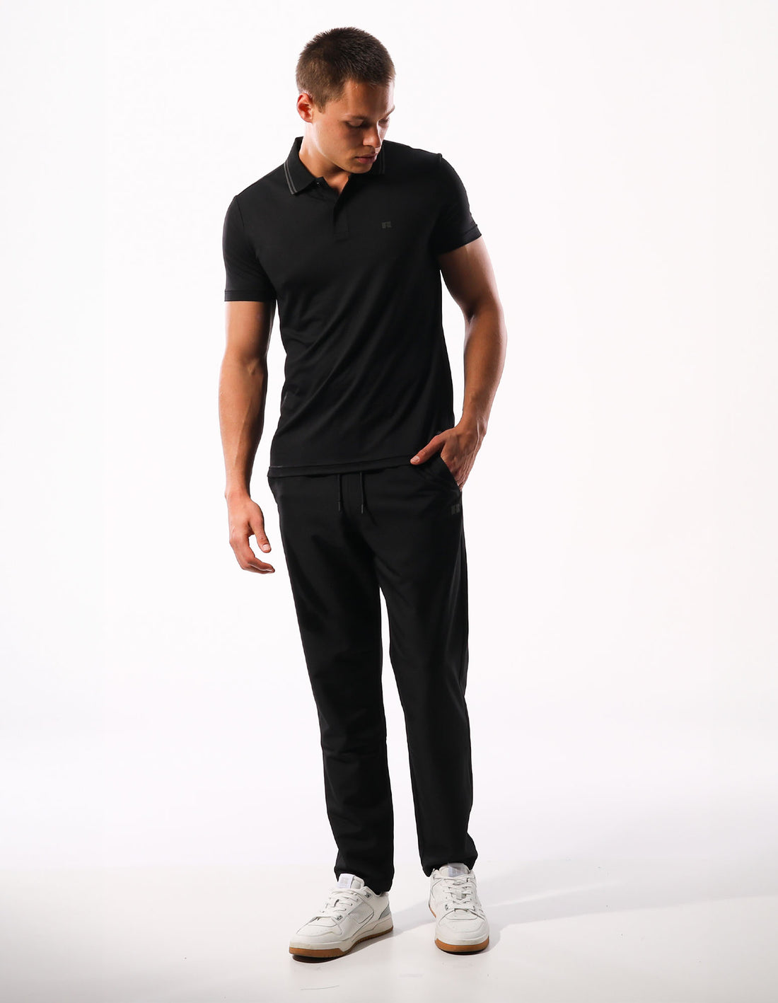 Pánské Track pants Russell Athletic R Logo Active Stretch Černé | IOZ-819476