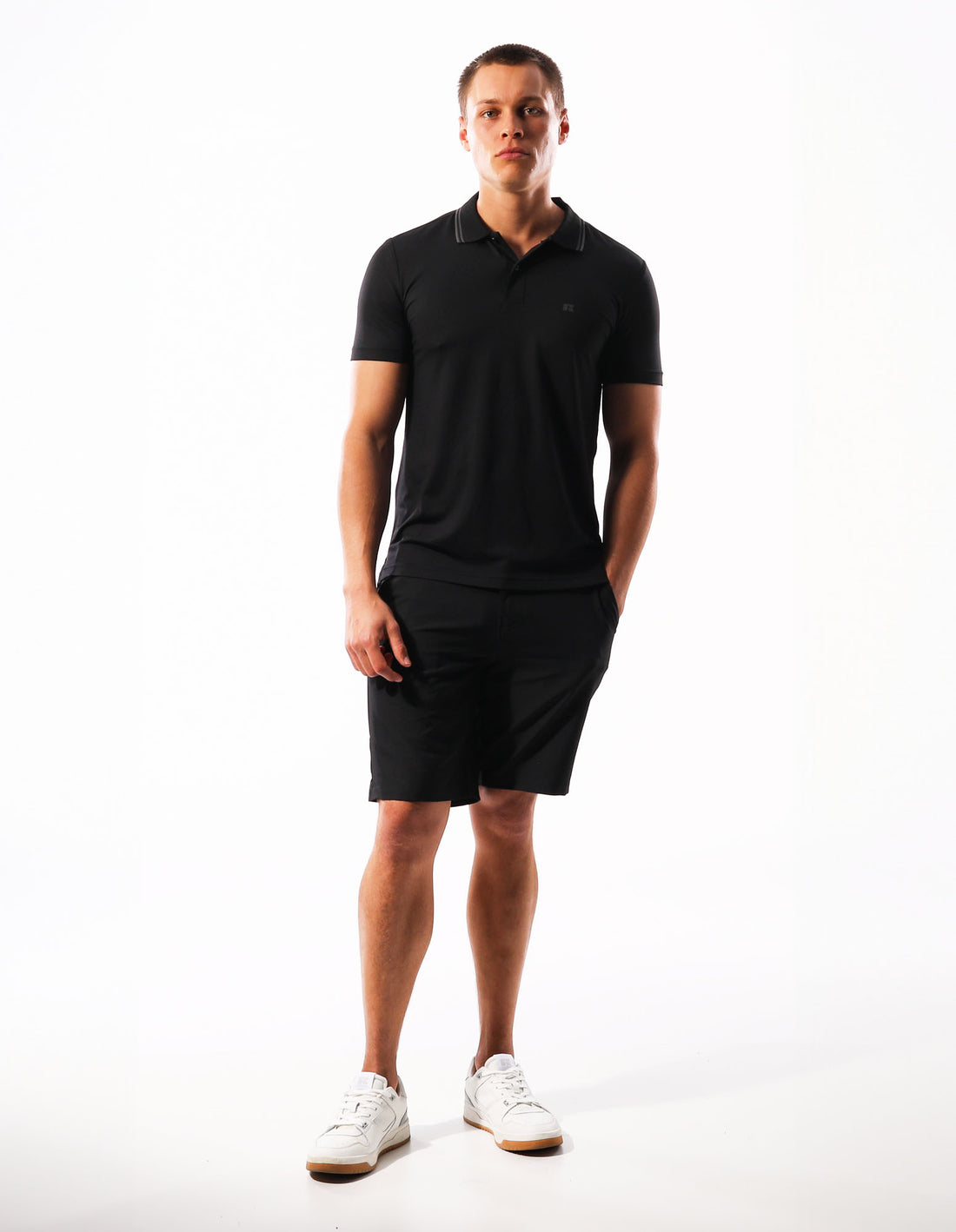 Pánské Tričko Russell Athletic Active Polo Černé | VTI-864197