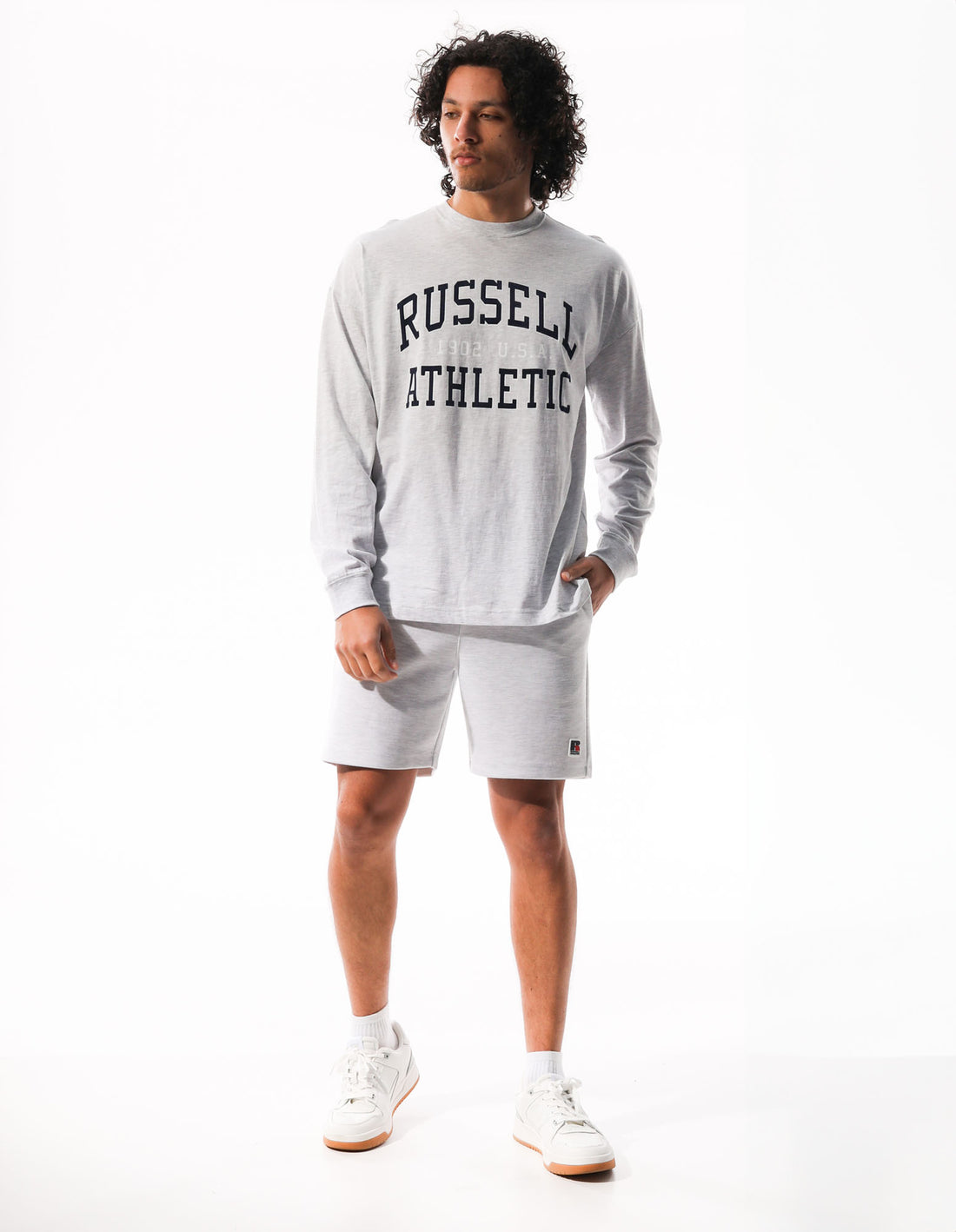 Pánské Tričko Russell Athletic Big Arch Outline Long Sleeve Světle Šedé | CMT-982746