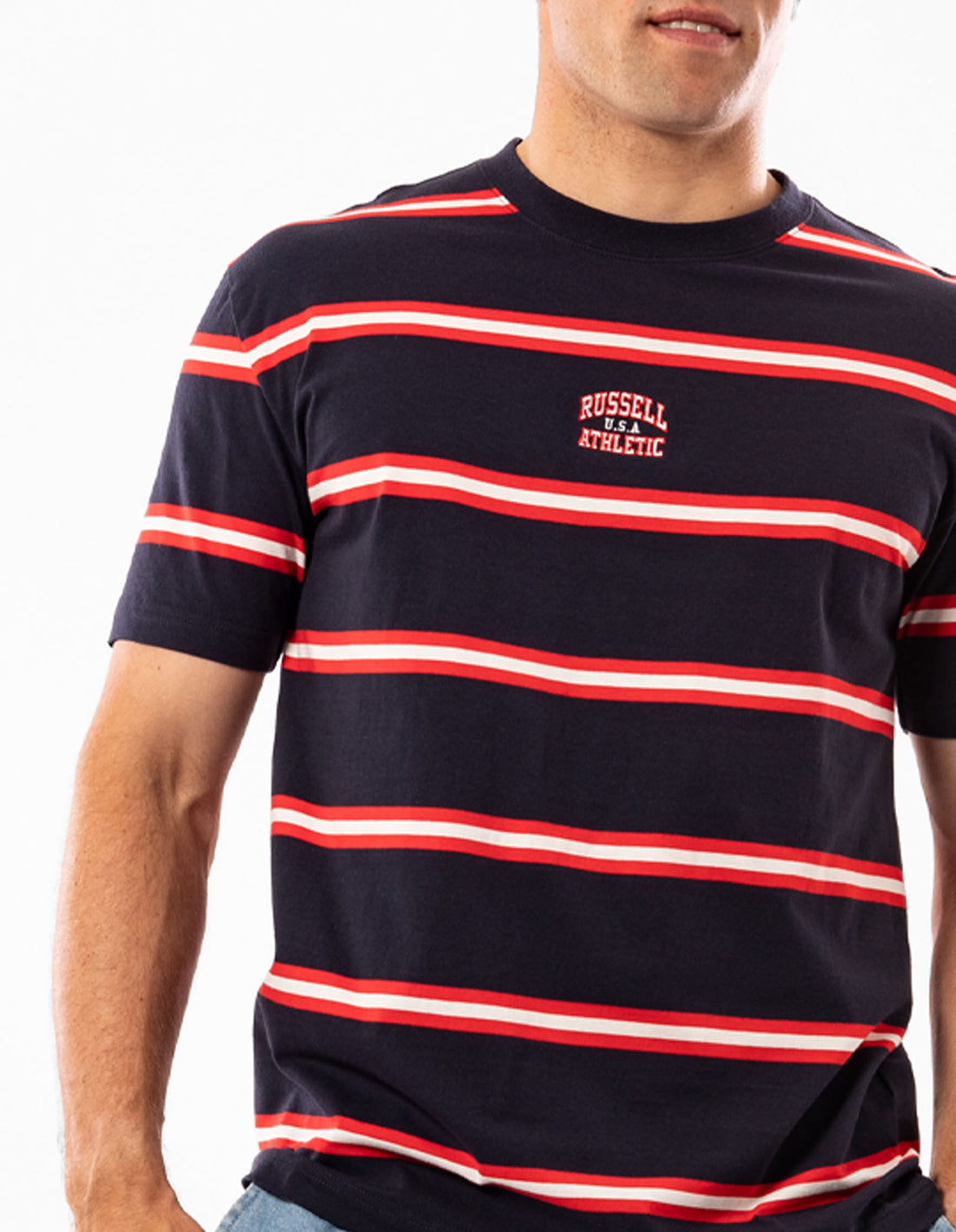 Pánské Tričko Russell Athletic Kansas Stripe Tmavě Blankyt | RTD-290451